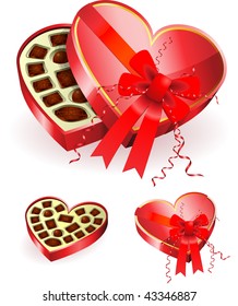 Chocolate in Heart Box Original Vector Illustration