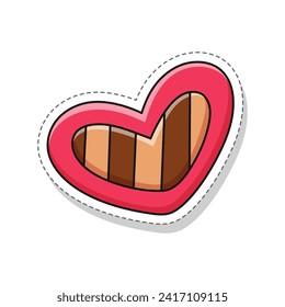 Chocolate heart box valentine theme sticker illustration
