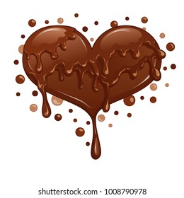 Chocolate Heart colorful vector illustration. Isolated on white. For clothes and graphic design, prints, posters, package, stickers, greeting cards, menu and invitations. Valentine’s Day design