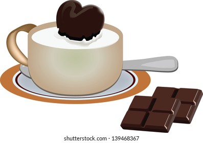 chocolate heart with cup