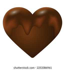 Chocolate heart with dripping chocolate cream