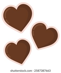 Chocolate heart flat icon isolated on white background.