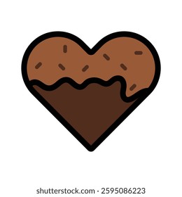 Chocolate Heart Icon Illustration Vector