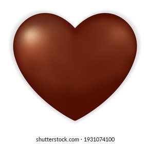 Chocolate Heart Icon Isolated On White