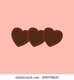 Chocolate Heart icon. Vector chocolate candy Valentine’s Day. Dessert.