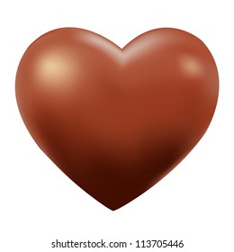 Chocolate Heart, Isolated On White Background, Vector Illustration