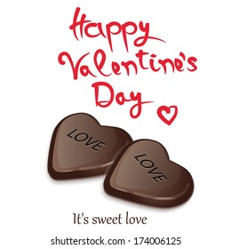 Chocolate Heart, Isolated On White Background, Vector Illustration ,great for your holiday design 