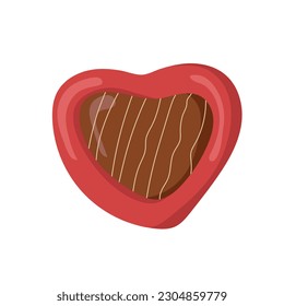 Chocolate Heart, Isolated On White Background, Vector Illustration