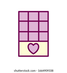 chocolate with heart line and fill style icon design of love passion romantic valentines day wedding decoration and marriage theme Vector illustration