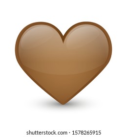 Chocolate Heart Love Emoji Icon Object. Symbol Gradient Vector Art Design Cartoon Isolated Background.