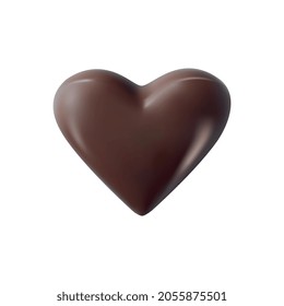 Chocolate heart. Milk chocolate heart on white background