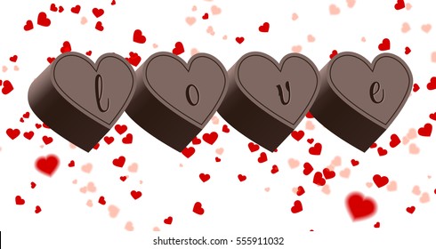 chocolate heart on a white background 