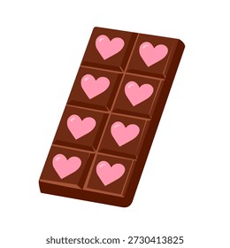 Forma de corazón de chocolate en estilo plano que simboliza el amor por el Día de San Valentín. Perfecto para diseños románticos, tarjetas de felicitación y dulces visuales.