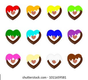 Chocolate heart shape for valentine day with 12 colors coating cream
