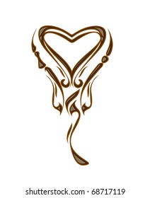 Chocolate heart symbol for valentine design element.