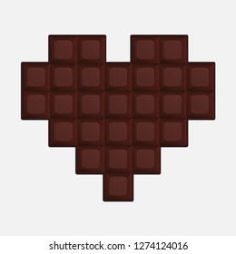 Chocolate heart. Vector illustration isolated on white background
