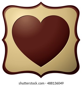 Chocolate Heart Vector Illustration isolated on White Background.