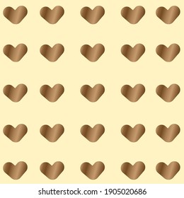 Chocolate hearts on a beige background. Festive decor. Brown gradient. For wallpapers, backgrounds, textiles and postcards.
