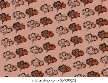 Chocolate hearts on a light background