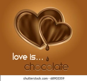 Chocolate hearts. Vector illustration.
