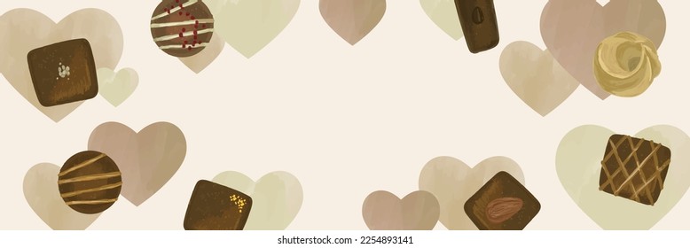 Chocolate and Hearts Watercolor Background