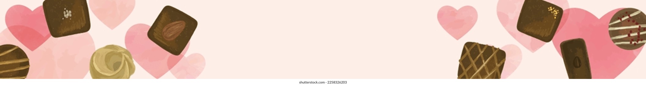 Chocolate and Hearts Watercolor Background
