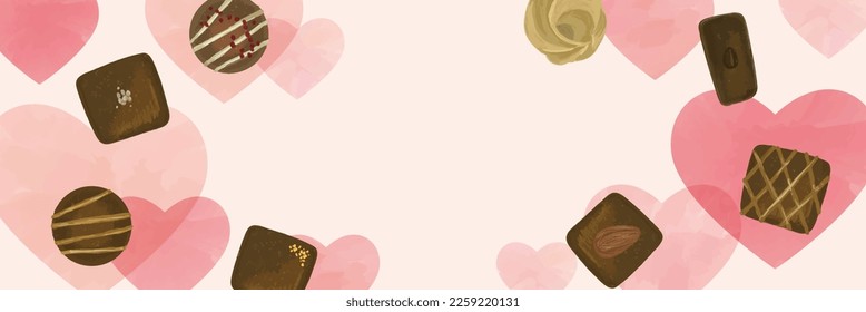 Chocolate and Hearts Watercolor Background