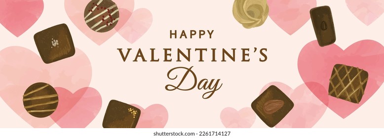 Chocolate and Hearts Watercolor Background