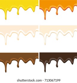 Chocolate honey and milk. Set of horizontal drip glaze