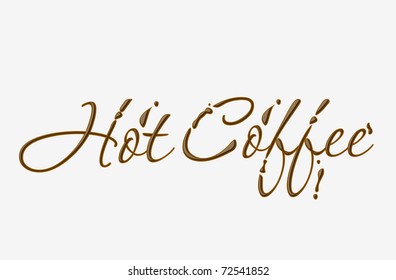 Chocolate hot coffee text made of chocolate vector design element.