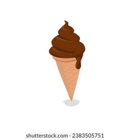 Chocolate ice cream anime vector design with white Isolated background