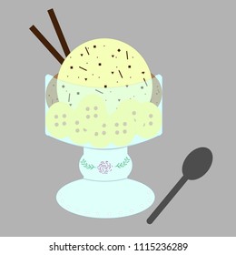 chocolate ice cream with banana. ice cream icon