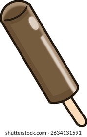 Chocolate Ice Cream Bar Cartoon Style