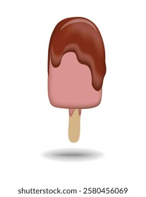 Chocolate Ice Cream Bar Flat Design Dessert Icon on vector design and white background