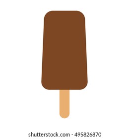 Chocolate Ice cream bar / popsicle with stick flat vector icon for apps and websites