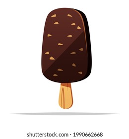 Chocolate ice cream bar vector isolated illustration