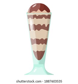 Chocolate ice cream bowl cartoon icon on isolated white background. Vector EPS10 illustration