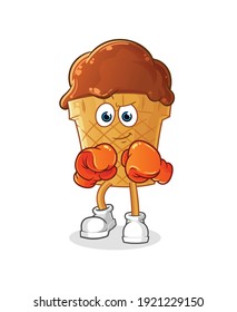 chocolate ice cream boxer character. cartoon mascot vector