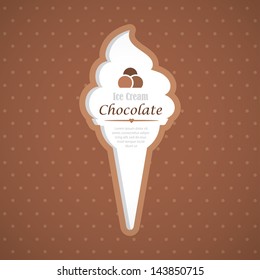Chocolate ice cream card - vector illustration