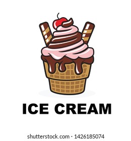Chocolate Ice Cream Cartoon Vector