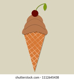 chocolate ice cream in a cherry cone