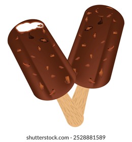 Chocolate Helado Cacao, vainilla, realista. Paleta de helado, Vector de leche fría de coco de fresa.