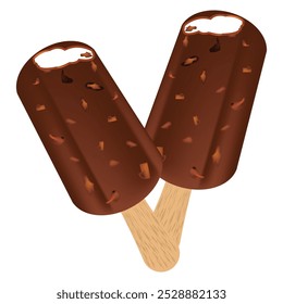 Chocolate Helado Cacao, vainilla, realista. Paleta de helado, fresa Comida de café, Vector de leche fría de coco