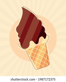 chocolate ice cream cone cartoon
