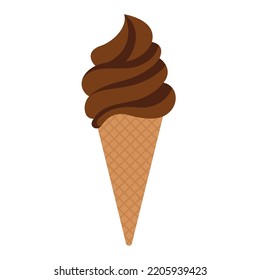 Chocolate Ice Cream Cone Flat Vector Illustration Logo Icon Clipart