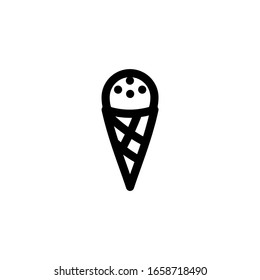 Chocolate Ice Cream Cone Foods Icon Vector Illustration. Outline Style.

