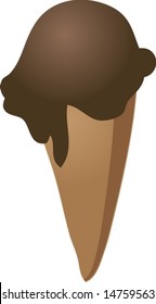 Chocolate ice cream cone frozen treat clipart illustration