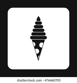 Chocolate ice cream cone icon in simple style isolated on white background. Sweets symbol