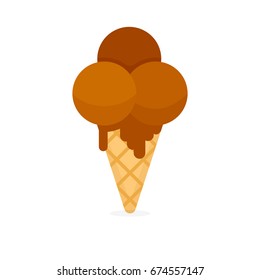 chocolate ice cream cone icon. Vector illustration isolated on white background