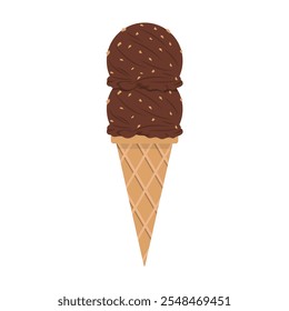 Chocolate Ice Cream Cone Illustration - Single Vector